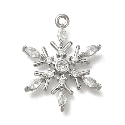 Rack Plating Brass Micro Pave Cubic Zirconia Pendants KK-M014-10B-P-1
