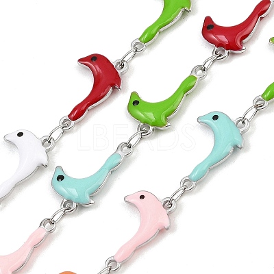 304 Stainless Steel Enamel Sea Lion Link Chains CHS-F023-01I-P-1