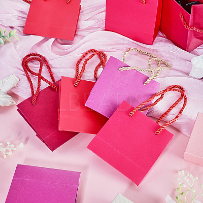 8Pcs 4 Colors Square Paper Gift Bags with Handles CARB-TA0001-18B-1