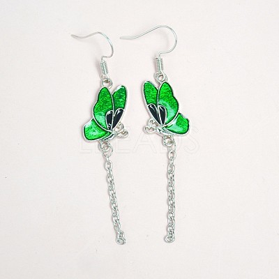 Alloy Enamel Butterfly Dangle Earrings for Women WG8FBC4-01-1