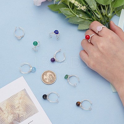 Natural & Synthetic Gemstone and Lampwork Finger Rings RJEW-UN00047-1