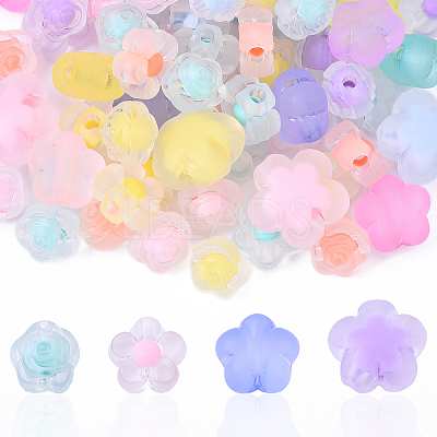 60G 4 Styles Frosted Transparent Acrylic Beads OACR-YW0002-66-1