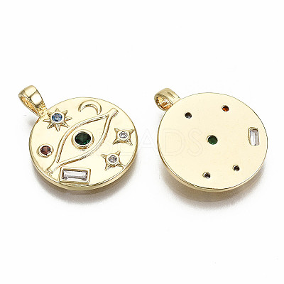 Brass Micro Pave Colorful Cubic Zirconia Pendants KK-S356-222G-NF-1