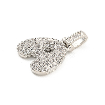 Brass Micro Pave Clear Cubic Zirconia Pendants KK-B099-01P-A-1