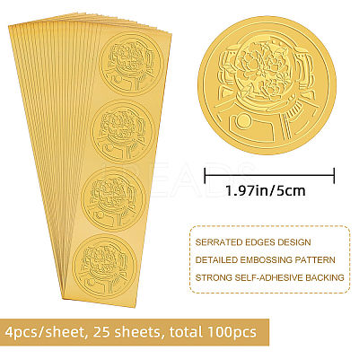 Plastic Self Adhesive Gold Foil Embossed Stickers DIY-WH0211-159-1