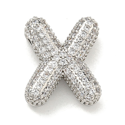 Platinum Plated Brass Micro Pave Cubic Zirconia Pendants KK-L073-001P-X-1