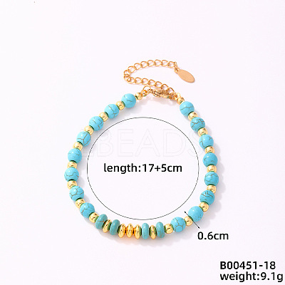 Fashionable Korean Style Brass Synthetic Turquoise Bracelets LH9898-9-1