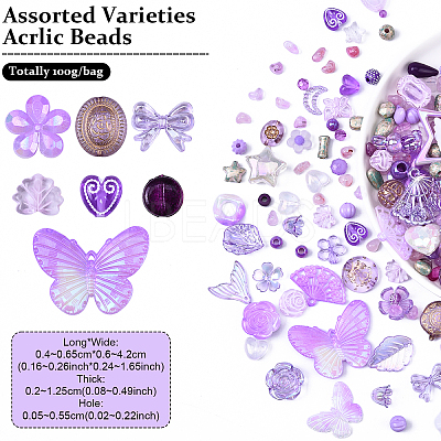 100G 10 Styles Transparent Acrylic Beads OACR-YW0002-65A-1