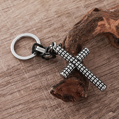 304 Stainless Steel Tartan Cross Keychains SL6248-1