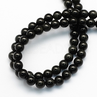 Natural Obsidian Round Beads Strands G-S156-8mm-1