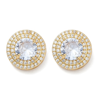 Brass Micro Pave Clear Cubic Zirconia Clip-on Earrings EJEW-H154-11B-G-1