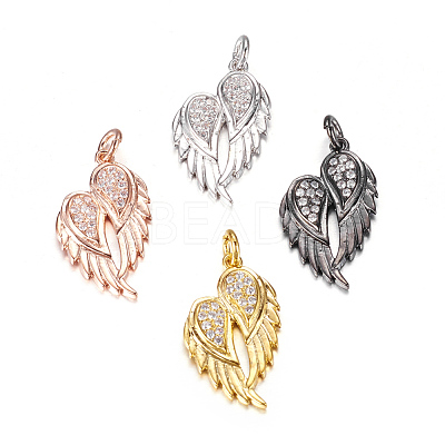 Brass Micro Pave Cubic Zirconia Pendants ZIRC-P060-23-1