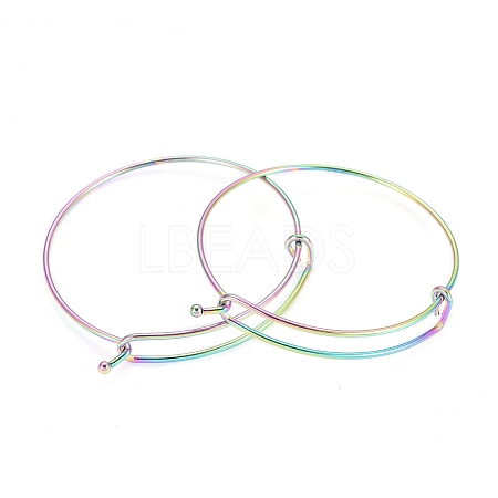 Adjustable Ion Plating(IP) 304 Stainless Steel Expandable Bangle Making LS-BJEW-L604-09M-1