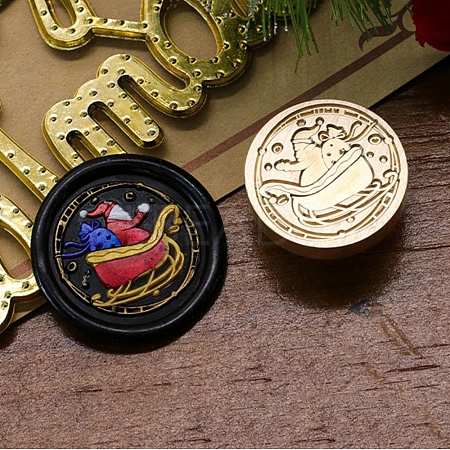 Christmas Series Wax Seal Brass Stamp Head AJEW-M037-01G-10-1