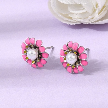 Brass Enamel Stud Earrings KK-CBA8324-27P-03-1