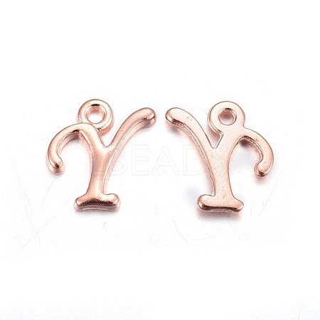 Rose Gold Plated Alloy Letter Pendants X-PALLOY-J718-01RG-Y-1
