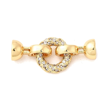 Brass Micro Pave Clear Cubic Zirconia Fold Over Clasps KK-U059-55G-1