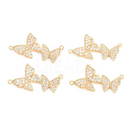 Rack Plating Brass Micro Pave Clear Cubic Zirconia Connector Charms KK-N233-195-1
