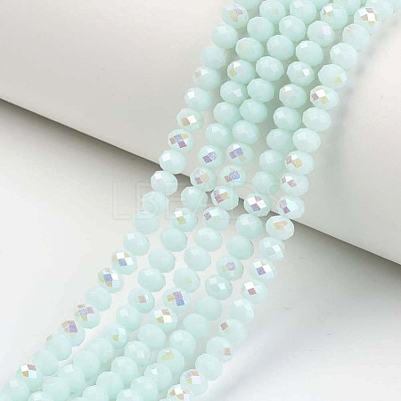 Electroplate Opaque Solid Color Glass Beads Strands EGLA-A034-P8mm-L09-1