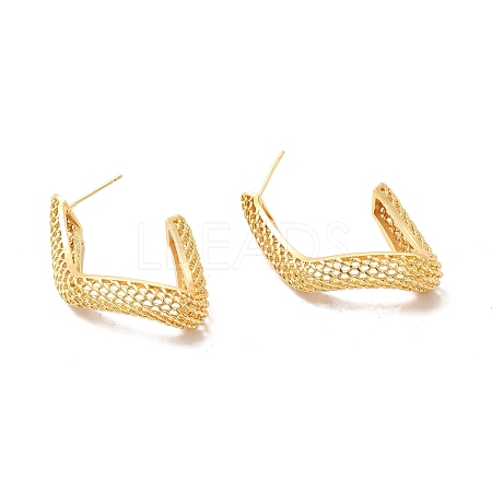 Rack Plating Brass Hollow Out Twist Stud Earrings for Women EJEW-F308-05G-1
