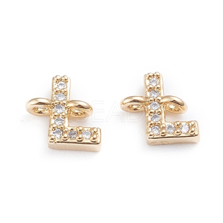 Brass Micro Pave Cubic Zirconia Letter Links ZIRC-I042-16G-L-1