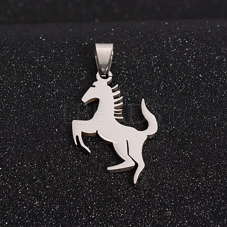 Boy Jewelry Original Color 201 Stainless Steel Blank Horse Pendants STAS-I032-227-1
