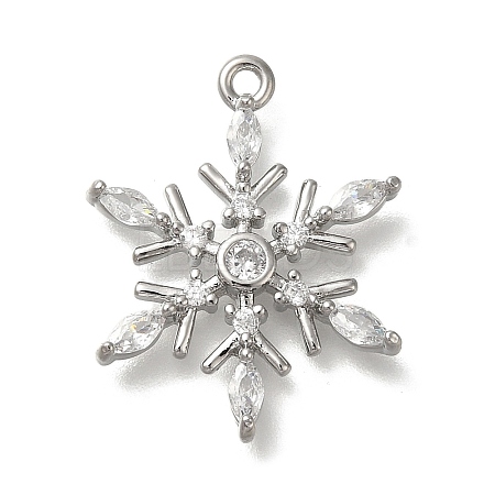 Rack Plating Brass Micro Pave Cubic Zirconia Pendants KK-M014-10B-P-1
