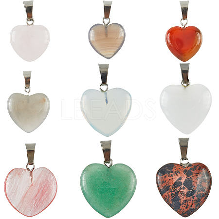 18pcs 9 styles Natural & Synthetic Mixed Gemstone Pendants G-SC0002-59-1