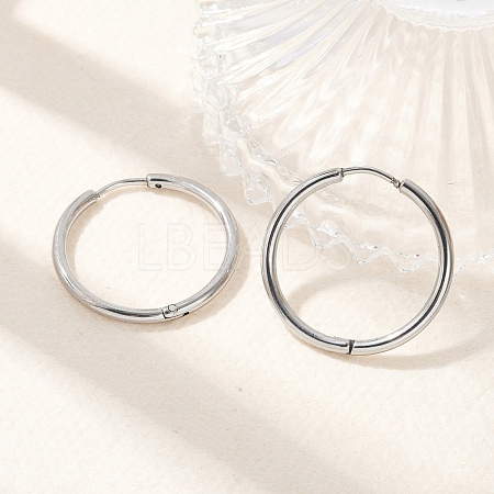 Tarnish Resistant 304 Stainless Steel Huggie Hoop Earrings EJEW-G272-02-20mm-P-1
