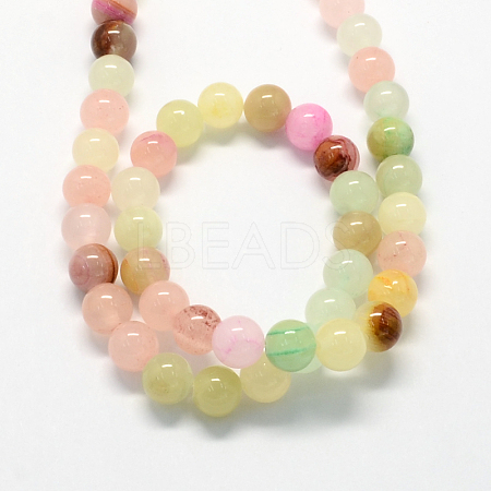 Natural Dyed Green Jade Gemstone Bead Strands X-G-R273-8mm-01-1