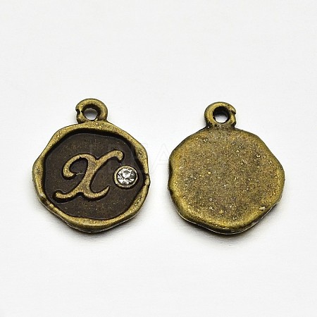 Antique Bronze Plated Alloy Rhinestone Charms ALRI-J152-X-NF-1