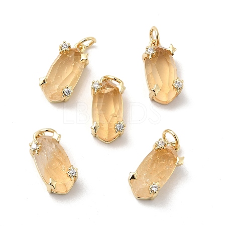 Faceted Natural Citrine Pendants X-KK-Z137-14G-02-1