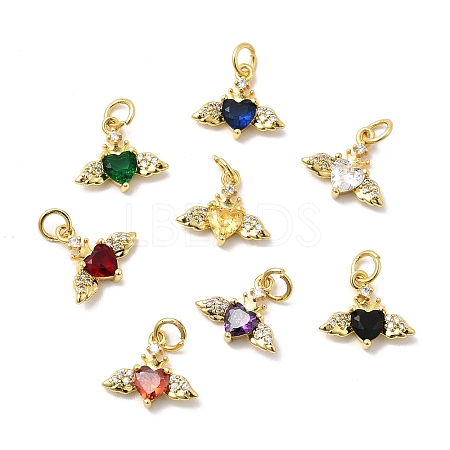 Brass Micro Pave Cubic Zirconia Pendants KK-D009-02G-1