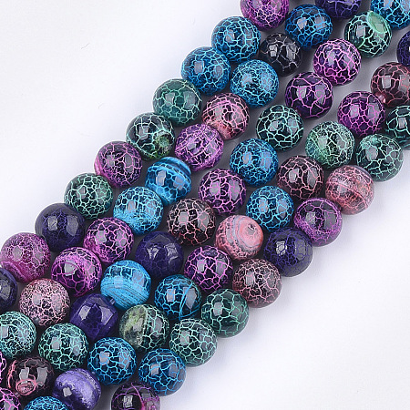 Natural Fire Crackle Agate Beads Strands G-T125-22F-1