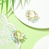 Natural Flower Amazonite Chips Braided Hoop Earrings EJEW-JE04940-09-3