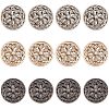 CHGCRAFT 12pcs 3 colors Hollow Alloy 1-Hole Buttons BUTT-CA0001-03-1