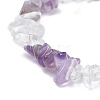 Natural Amethyst & Quartz Crystal Chips Beads Stretch Bracelet for Women BJEW-AL00003-18-4