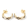 Semicircular Brass Enamel Half Hoop Earrings EJEW-L234-036G-1