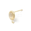 Brass Pave Cat Eye Cabochon With Round Shape Stud Earring Findings KK-E791-20G-2