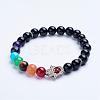 Natural Black Agate(Dyed & Heated) Beaded Stretch Bracelets BJEW-P072-F06-1
