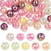 40Pcs Printed Transparent Acrylic Beads MACR-YW0004-65-1