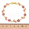 Brass Pave Cubic Zirconia Flower Link Chain Bracelets for Women KK-CBA68DA-14G-04-5