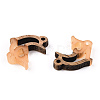 Opaque Resin & Walnut Wood Connector Charms RESI-N039-46D-2