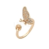 Butterfly Brass Micro Pave Cubic Zirconia Cuff Ring Setting LS-KK-A244-01E-G-1