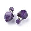 Faceted Natural Amethyst Openable Perfume Bottle Pendants G-P435-A-02P-2