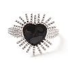 Black Cubic Zirconia Heart Sun Adjustable Ring RJEW-C028-03P-2