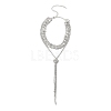 Brass Full Rhinestone Flat Round Tassel Y Necklaces for Women NJEW-M104-01S-02-2