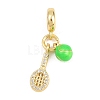 Brass Micro Pave Clear Cubic Zirconia Sports European Dangle Charms KK-H273-07G-1