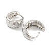 Brass Grooved Hoop Earrings EJEW-G363-16P-2