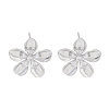Brass Pave Clear Cubic Zirconia Stud Earring Findings KK-F875-05P-1